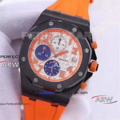 Perfect Replica Audemars Piguet Royal Oak Offshore watches Black Case Orange Band